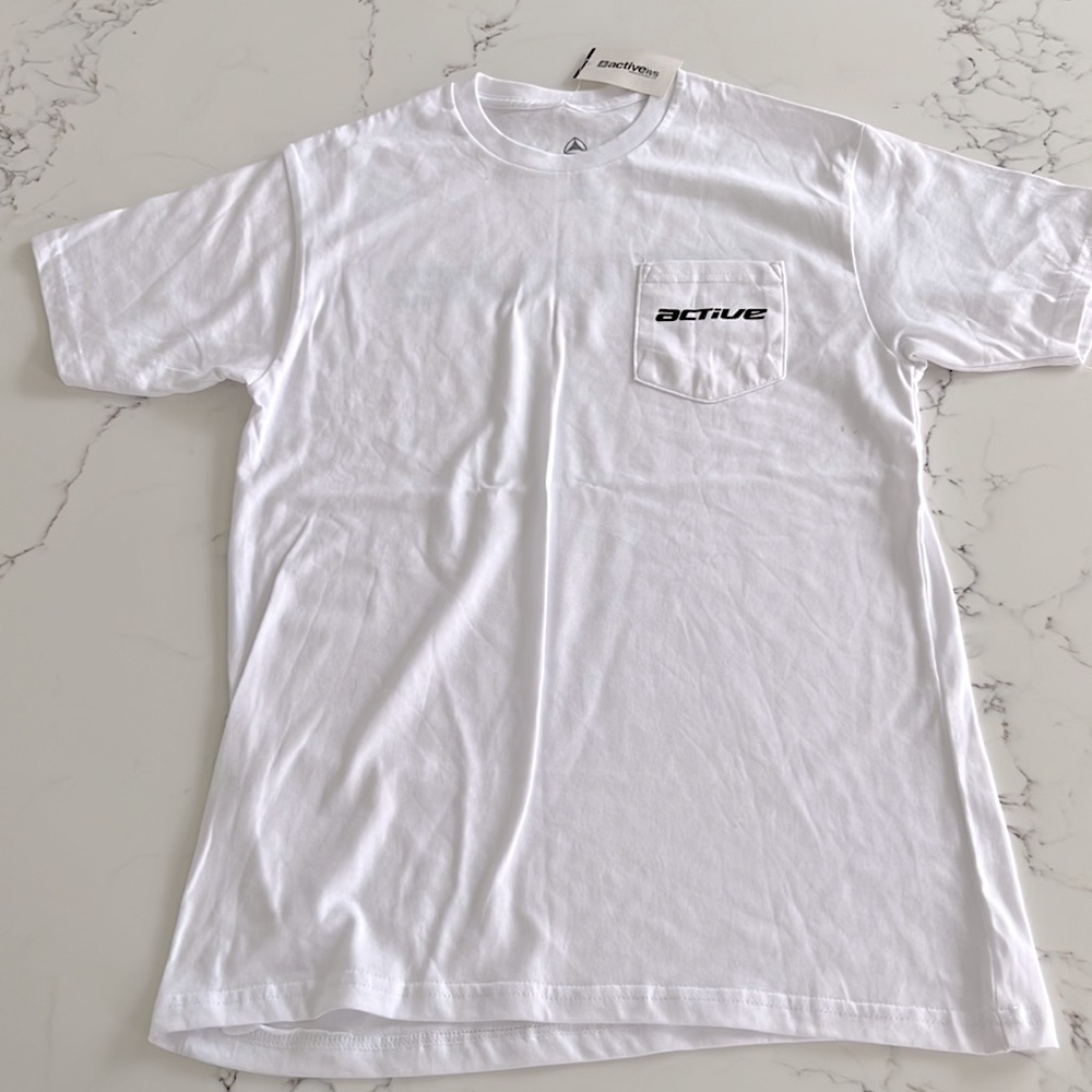ACTIVE RIDE SHOP Men’s T-shirt White Logo Tee Size S NWT - Picture 2 of 2